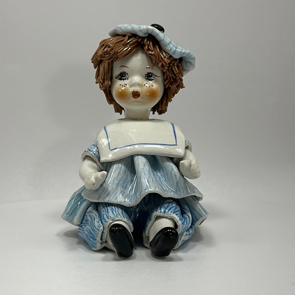 Vintage Italian Lino Zampiva Spaghetti Hair Figurine-Signed